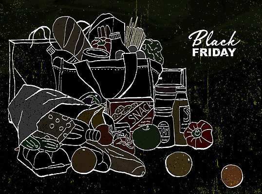 PSD 채소 과일 일러스트 식재료 사람없음 쇼핑 쇼핑백 세일 검은색 장바구니 손그림 블랙프라이데이 국내일러스트 컬러 가방 데이이벤트 바구니 파일형식