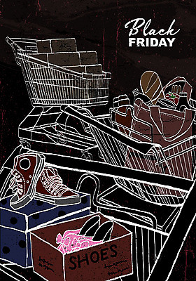 PSD 운동화 신발 가방 일러스트 식재료 사람없음 쇼핑 상자 세일 검은색 쇼핑카 장바구니 손그림 블랙프라이데이 국내일러스트 잡화 컬러 데이이벤트 바구니 카트 파일형식