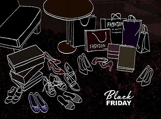 PSD 구두 신발 일러스트 사람없음 쇼핑 상자 소파 쇼핑백 세일 검은색 책상 손그림 블랙프라이데이 국내일러스트 컬러 가구 의자 가방 데이이벤트 파일형식