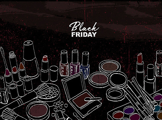 PSD 일러스트 사람없음 쇼핑 세일 검은색 화장품 립스틱 매니큐어 손그림 메이크업브러쉬 블랙프라이데이 국내일러스트 컬러 데이이벤트 뷰티 붓 파일형식
