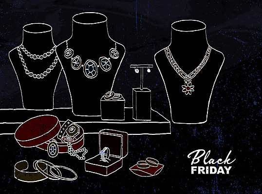 PSD 일러스트 목걸이 장신구 팔찌 사람없음 쇼핑 세일 귀걸이 검은색 반지 마네킹 손그림 악세사리함 블랙프라이데이 국내일러스트 컬러 데이이벤트 파일형식