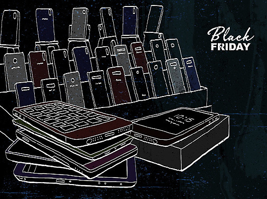 PSD 일러스트 사람없음 스마트폰 쇼핑 상자 세일 검은색 진열장 손그림 블랙프라이데이 국내일러스트 컬러 데이이벤트 핸드폰 스마트기기 파일형식