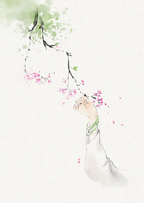 PSD 한국전통 손 여자 꽃 문화 분홍색 잎 일러스트 캘리그라피 팔찌 붓터치 한명 사람 신체부위 초록색 나뭇가지 잡기 한복 번짐 낙관 화선지 여자한명만 국내일러스트 나무 식물 1 전통 컬러 장신구 모션 한국 전통의상 한지 여자만 파일형식 효과