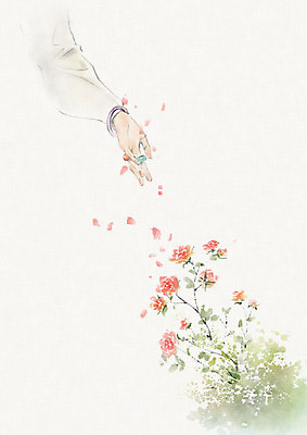 PSD 한국전통 손 여자 꽃잎 문화 일러스트 캘리그라피 팔찌 붓터치 한명 사람 초록색 주황색 반지 한복 번짐 낙관 팔 화선지 여자한명만 국내일러스트 1 전통 꽃 컬러 장신구 한국 신체부위 전통의상 한지 여자만 파일형식 효과