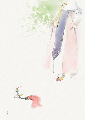 PSD 한국전통 손 여자 문화 분홍색 일러스트 캘리그라피 붓터치 한명 사람 신체부위 빨간색 초록색 치마 걷기 보라색 잡기 떨어짐 한복 노리개 저고리 고무신 번짐 낙관 팔 화선지 여자한명만 국내일러스트 1 전통 컬러 신발 컨셉 모션 하의 전통소품 한국 전통의상 한지 여자만 파일형식 효과