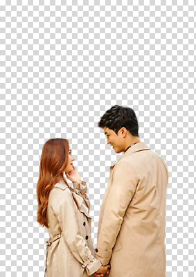 편집이미지 커플 응시 여자 남자 여행 데이트 서기 누끼 사람 상반신 20대 성인 두명 옆모습 마주보기 손잡기 다정 한국인 가을 트렌치코트 PNG 성인만 편집소스 여주시 시선 계절 뷰포인트 컨셉 관계 모션 동양인 청년 코트 경기도 파일형식