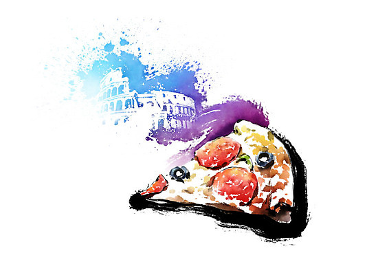 PSD 음식 일러스트 캘리그라피 붓터치 사람없음 이탈리아 전통음식 즐거움 번짐 콜로세움 랜드마크 이탈리아피자 국내일러스트 전통 감정 유럽 피자 로마 파일형식 효과