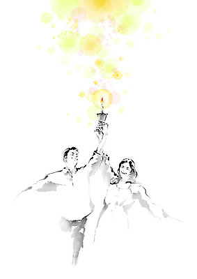 PSD 부부 여자 남자 일러스트 캘리그라피 촛불 응원 불 붓터치 사람 성인 두명 희망 동양화 번짐 열정 성인만 국내일러스트 자연요소 커플 감정 초 미술 파일형식 효과