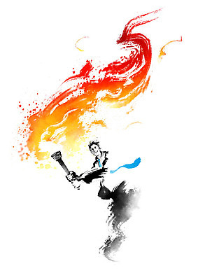 PSD 남자 일러스트 캘리그라피 응원 불 넥타이 붓터치 한명 사람 성인 희망 동양화 번짐 열정 횃불 성인남자한명만 국내일러스트 자연요소 1 잡화 감정 미술 도구 남자한명만 성인남자만 파일형식 효과