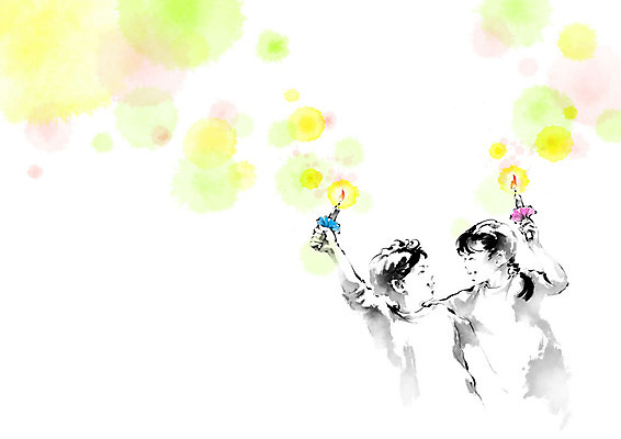 PSD 여자 남자 어린이 일러스트 캘리그라피 촛불 응원 불 붓터치 사람 소녀 소년 두명 희망 동양화 번짐 열정 어린이만 국내일러스트 자연요소 감정 초 미술 파일형식 효과