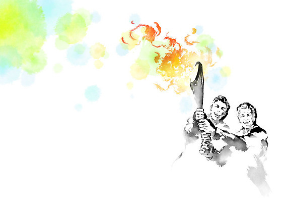 PSD 남자 일러스트 캘리그라피 응원 불 붓터치 사람 두명 희망 동양화 번짐 열정 횃불 부자지간 남자만 국내일러스트 자연요소 감정 아들 가족 미술 도구 아빠 파일형식 효과