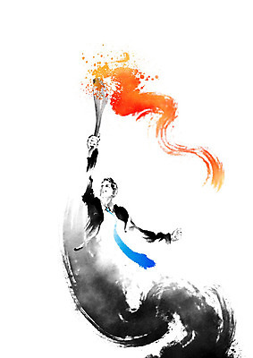 PSD 남자 일러스트 캘리그라피 응원 불 넥타이 붓터치 한명 사람 성인 희망 동양화 번짐 열정 횃불 성인남자한명만 국내일러스트 자연요소 1 잡화 감정 미술 도구 남자한명만 성인남자만 파일형식 효과