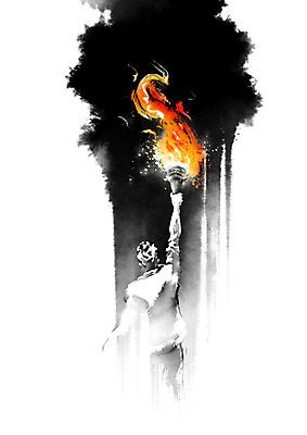 PSD 남자 일러스트 캘리그라피 응원 불 붓터치 한명 사람 성인 희망 동양화 번짐 열정 횃불 성인남자한명만 국내일러스트 자연요소 1 감정 미술 도구 남자한명만 성인남자만 파일형식 효과
