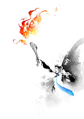 PSD 남자 일러스트 캘리그라피 응원 불 넥타이 붓터치 한명 사람 정장 성인 희망 직장인 동양화 번짐 열정 횃불 성인남자한명만 국내일러스트 자연요소 직업 1 잡화 옷 감정 미술 도구 남자한명만 성인남자만 파일형식 효과