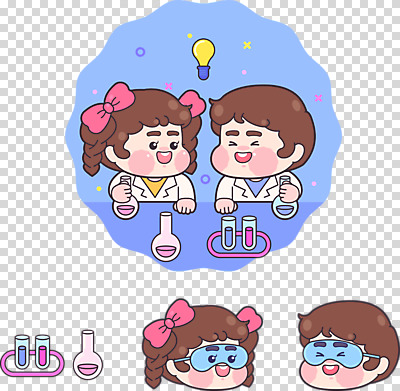 편집 편집이미지 캐릭터 여자 교육 남자 어린이 과학 전구 모션 고글 표정 실험 누끼 소녀 소년 여러명 도구 가운 실험복 비커 과학교육 PNG 어린이만 편집소스 옷 다수 실험기구 사람 파일형식