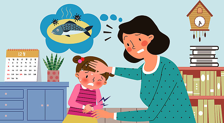 여자 딸 어린이 말풍선 겨울 일러스트 엄마 어류 사람 성인 두명 컬러풀 건강관리 귀여움 바이러스 질병 예방 복통 여자만 노로바이러스 국내일러스트 AI파일 계절 컬러 컨셉 의학 가족 건강 관리 수중동물 파일형식 벡터