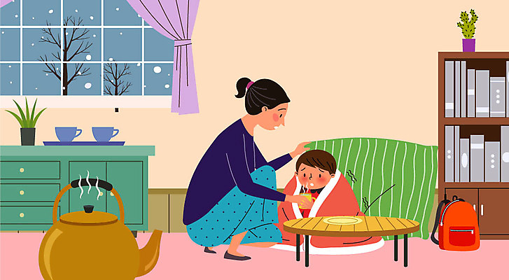 여자 남자 아들 어린이 쿠션 겨울 일러스트 가족 탁자 엄마 주전자 선인장 책가방 관리 사람 소년 성인 두명 컬러풀 건강관리 귀여움 이불 눈 질병 예방 체온 국내일러스트 AI파일 자연요소 식물 계절 컬러 가구 컨셉 가방 의학 관계 침구 주방용품 날씨 건강 파일형식 벡터