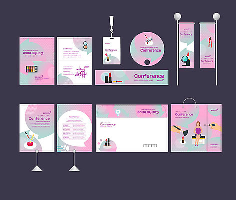 템플릿 손 배너템플릿 여자 분홍색 이벤트 신체부위 세트 뷰티 쇼핑백 화장품 거울 립스틱 현수막 전단 엽서 초대장 패키지 메이크업브러쉬 박람회 손부채 소봉투 행사세트 행사템플릿 AI파일 배너 컬러 가방 편지봉투 카드_감사 사람 붓 편지 홍보물 파일형식 벡터