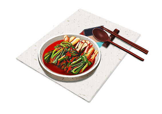 PSD 그릇 한식 일러스트 젓가락 김치 한국 사람없음 숟가락 보자기 대표 천 발효 발효음식 파김치 수저받침대 국내일러스트 식기 아시아 음식 수저 직물 받침대 파일형식 천_직물