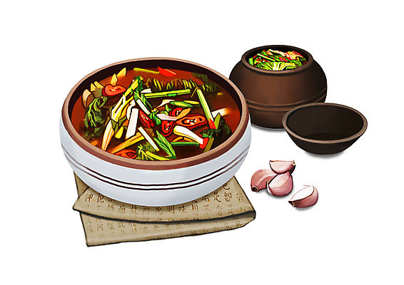 PSD 그릇 한식 일러스트 김치 한국 마늘 사람없음 보자기 대표 천 뚝배기 발효 발효음식 열무김치 겉절이 봄동 국내일러스트 식기 아시아 음식 채소 직물 파일형식 천_직물