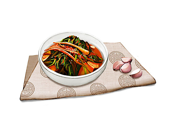 PSD 그릇 한식 일러스트 김치 한국 마늘 사람없음 보자기 대표 천 발효 발효음식 고들빼기 고들빼기김치 국내일러스트 식기 아시아 음식 채소 직물 나물 파일형식 천_직물