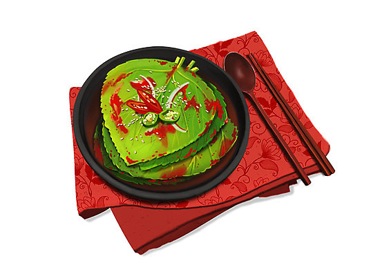 PSD 그릇 한식 일러스트 젓가락 김치 한국 사람없음 숟가락 보자기 대표 천 깻잎 발효 발효음식 깻잎김치 국내일러스트 식기 아시아 음식 채소 수저 직물 파일형식 천_직물