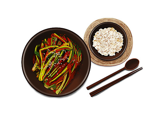 PSD 그릇 한식 일러스트 젓가락 김치 한국 사람없음 숟가락 대표 발효 쌀밥 발효음식 갓김치 그릇받침대 국내일러스트 식기 아시아 음식 밥 수저 받침대 파일형식