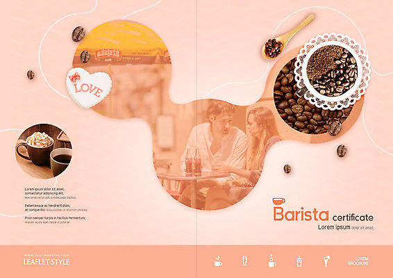 PSD 서양인 템플릿 표지디자인 북디자인 출판디자인 여자 표지 남자 커피 리플렛 북커버 탁자 사람 앉기 팜플렛 상반신 성인 두명 옆모습 30대 원두 커피잔 바리스타 나무숟가락 자격증 휘핑크림 성인만 코랄 이미지템플릿 외국인 직업 음료 뷰포인트 컬러 가구 모션 잔 장년 숟가락 크림 증명서 휘핑 파일형식