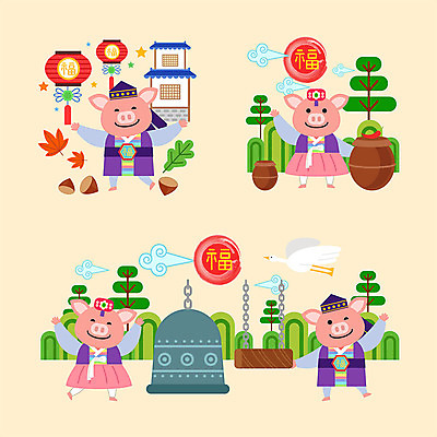 나무 식물 동물 구름 별 동물캐릭터 단풍 여러마리 일러스트 고추 조류 근하신년 산 기와집 사람없음 컬러풀 태양 귀여움 십이지신 돼지띠 돼지 항아리 밤 한복 십이지신캐릭터 호롱불 제야의종 일러캐릭터 AI파일 자연요소 캐릭터 한국전통 컬러 다수 컨셉 잎 불교 채소 포유류 조명 새해 한옥 견과류 도자기 전통의상 파일형식 벡터