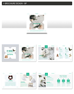 템플릿 ZIP 리플렛 크리스마스장식 크리스마스 팜플렛 사람없음 선물상자 세일 은색 즐거움 솔잎 민트색 오너먼트 인디자인 INDD 크리스마스리스 이미지템플릿 기념일 감정 컬러 잎 선물 상자 화환 파일형식