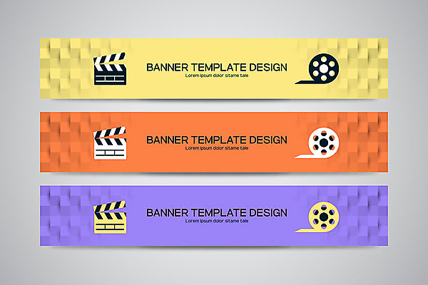 템플릿 배너 배너템플릿 가로배너 백그라운드 문화예술 프레임 사람없음 컬러풀 현수막 클래퍼보드 필름 영화 배너세트 AI파일 컬러 가로 세트 파일형식 벡터
