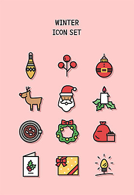 아이콘 열매 분홍색 크리스마스 겨울 촛불 조명 선물 사람없음 세트 산타클로스 루돌프 라인아이콘 코코아 오너먼트 크리스마스리스 2D아이콘 AI파일 카드프레임 식물 계절 기념일 음료 컬러 크리스마스장식 초 사슴 프레임 화환 파일형식 벡터