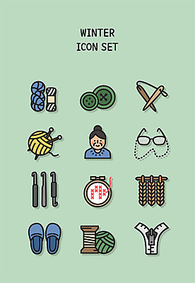 아이콘 여자 할머니 겨울 돋보기 실내화 사람 연두색 세트 바늘 뜨개질 실 라인아이콘 니트 지퍼 코바늘 바늘꽃 2D아이콘 AI파일 계절 노년 꽃 신발 상의 취미 초록색 도구 파일형식 벡터