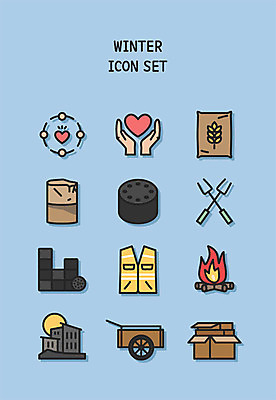 아이콘 하늘색 겨울 사랑 사람없음 세트 쌀 조끼 봉사 장작 라인아이콘 나눔 연탄 달동네 폐휴지 2D아이콘 AI파일 계절 감정 곡류 파란색 마을 외투 도움 화장지 쓰레기 파일형식 벡터