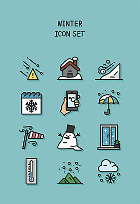 아이콘 하늘색 겨울 창문 눈사람 바람 날씨 사람없음 세트 눈 자연재해 라인아이콘 눈보라 경보 기온 산사태 우박 2D아이콘 AI파일 자연요소 계절 눈_날씨 파란색 재해 파일형식 벡터