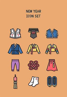 아이콘 한국전통 겨울 바지 새해 사람없음 세트 치마 설날 주황색 전통의상 한복 라인아이콘 노리개 저고리 꽃신 버선 조기게양 2D아이콘 AI파일 전통 계절 명절 컬러 신발 하의 양말 전통소품 한국 국기 파일형식 벡터