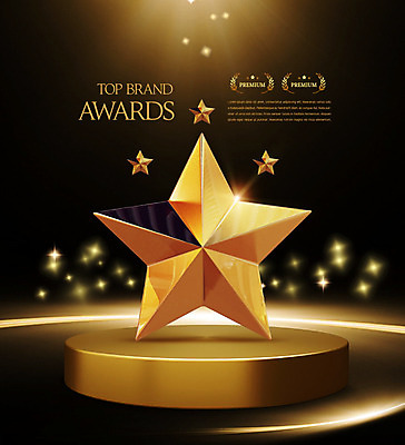 PSD 편집이미지 별 사람없음 빛 반짝임 갈색 금색 우승 수상_상을받음 황금 상패 트로피 단상 금상 시상식 연말 카피스페이스 이미지편집 자연요소 컬러 모션 공백 최고 상_우승 파일형식