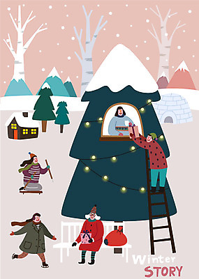 나무 라이프스타일 여자 남자 크리스마스 겨울 벤치 일러스트 사다리 주택 선물 사람 여러명 성인 스케이트 눈 즐거움 보따리 썰매 이글루 조명장식 국내일러스트 AI파일 자연요소 식물 계절 기념일 감정 스포츠용품 다수 의자 날씨 조명 건물 생활 장식 도구 파일형식 벡터