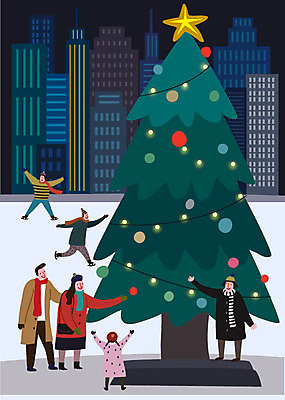 라이프스타일 여자 남자 어린이 크리스마스장식 크리스마스 겨울 일러스트 사람 빌딩 여러명 성인 크리스마스트리 스케이트 눈 즐거움 조명장식 국내일러스트 AI파일 자연요소 계절 기념일 감정 스포츠용품 다수 날씨 조명 건물 생활 장식 파일형식 벡터