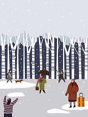 나무 라이프스타일 여자 남자 크리스마스 겨울 가방 일러스트 우산 사람 여러명 성인 캐리어 눈 강아지 숲 즐거움 겨울풍경 국내일러스트 AI파일 자연요소 식물 잡화 계절 기념일 감정 다수 날씨 풍경 생활 반려동물 여행가방 개 파일형식 벡터