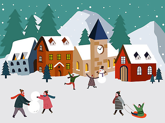 나무 라이프스타일 여자 남자 어린이 크리스마스 겨울 일러스트 눈사람 산 주택 사람 여러명 성인 성당 눈 즐거움 썰매 눈덩이 겨울풍경 국내일러스트 AI파일 자연요소 식물 계절 기념일 감정 다수 종교건축 날씨 눈_날씨 풍경 건물 생활 파일형식 벡터