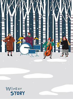 나무 라이프스타일 여자 남자 크리스마스 겨울 일러스트 사람 성인 눈 밴드 숲 색소폰 바이올린 즐거움 드럼 첼로 겨울풍경 국내일러스트 AI파일 자연요소 식물 계절 기념일 감정 음악 현악기 날씨 타악기 풍경 생활 목관악기 파일형식 벡터 찰현악기