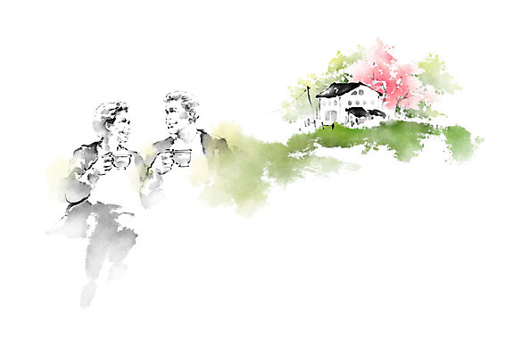 PSD 나무 여자 할아버지 남자 행복 할머니 일러스트 캘리그라피 붓터치 수채화 사람 풍경 두명 정원 농사 노부부 농촌 번짐 귀농 풍경화 노인만 국내일러스트 식물 부부 노년 감정 농업 시골 그림 성인만 파일형식 효과