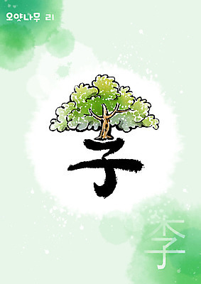 PSD 나무 교육 일러스트 캘리그라피 붓터치 사람없음 초록색 한자 번짐 에듀 에듀케이션 천자문 형상화 스쿨팩 국내일러스트 식물 문자 컬러 그림 파일형식 효과