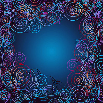 EPS 해외이미지 디자인 줄기 백그라운드 잎 일러스트 프레임 사람없음 파란색 화려 라인아트 해외일러스트 식물 선 컬러 컨셉 파일형식 벡터 이미지허브