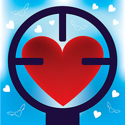 EPS 해외이미지 실루엣 무기 컨셉 일러스트 발렌타인데이 사랑 빨간색 총 하트 목표 심볼 시력 사냥 슛 저격수 해외일러스트 모양 감정 컬러 데이이벤트 촬영기법 파일형식 벡터 이미지허브