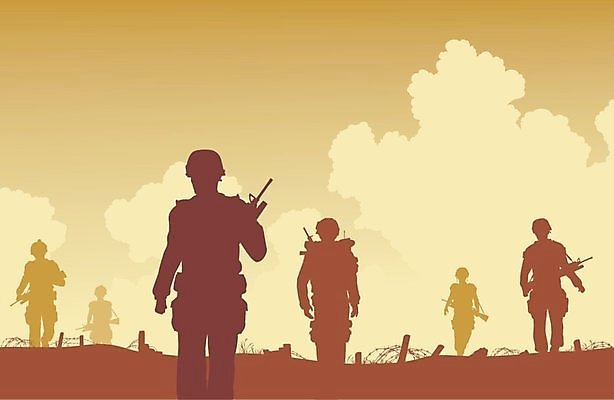 EPS 해외이미지 남자 실루엣 일러스트 사람 그래픽 갈색 걷기 공백 군용 싸움 전쟁 윤곽 육군 병정 전쟁터 카피스페이스 해외일러스트 컬러 모션 군대 촬영기법 파일형식 벡터 이미지허브