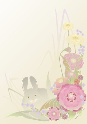 EPS 해외이미지 계절 꽃 꽃무늬 일러스트 봄 토끼 해외일러스트 식물 무늬 포유류 반려동물 파일형식 벡터 이미지허브