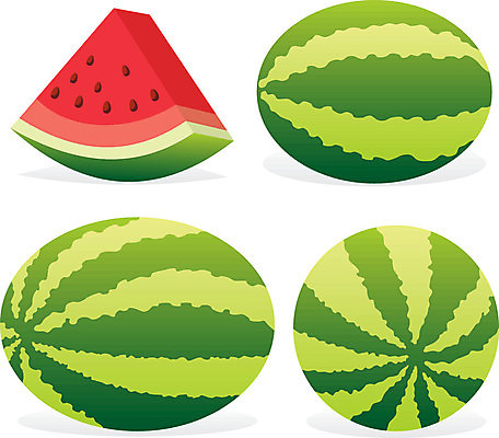 EPS 해외이미지 클립아트 음식 과일 일러스트 수박 빨간색 초록색 숙성 해외일러스트 컬러 파일형식 벡터 이미지허브