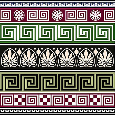 EPS 해외이미지 디자인 배너 선 패턴 일러스트 프레임 그래픽 장식 세트 골동품 클래식 심볼 그리스 묘사 복고 심플 윤곽 기하학 그리스인 옛날 스타일 반복 국경 해외일러스트 서양인 유럽 컨셉 무늬 파일형식 벡터 이미지허브